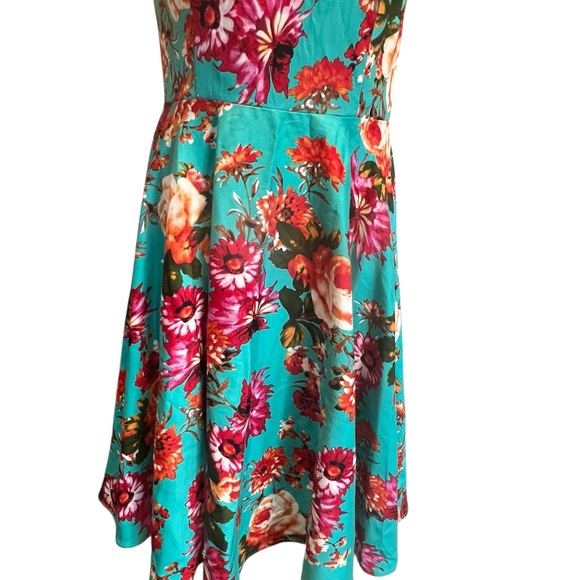 Grace Karin Turquoise and Red Floral Midi Dress Size large nwt - Picture 4 of 10